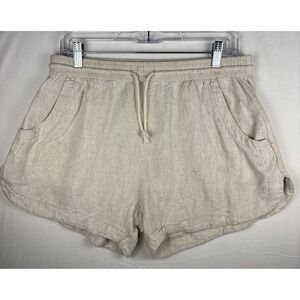 Tinsel Women's Linen Blend Shorts Size 29 Beige Elastic Waist Drawstring Casual